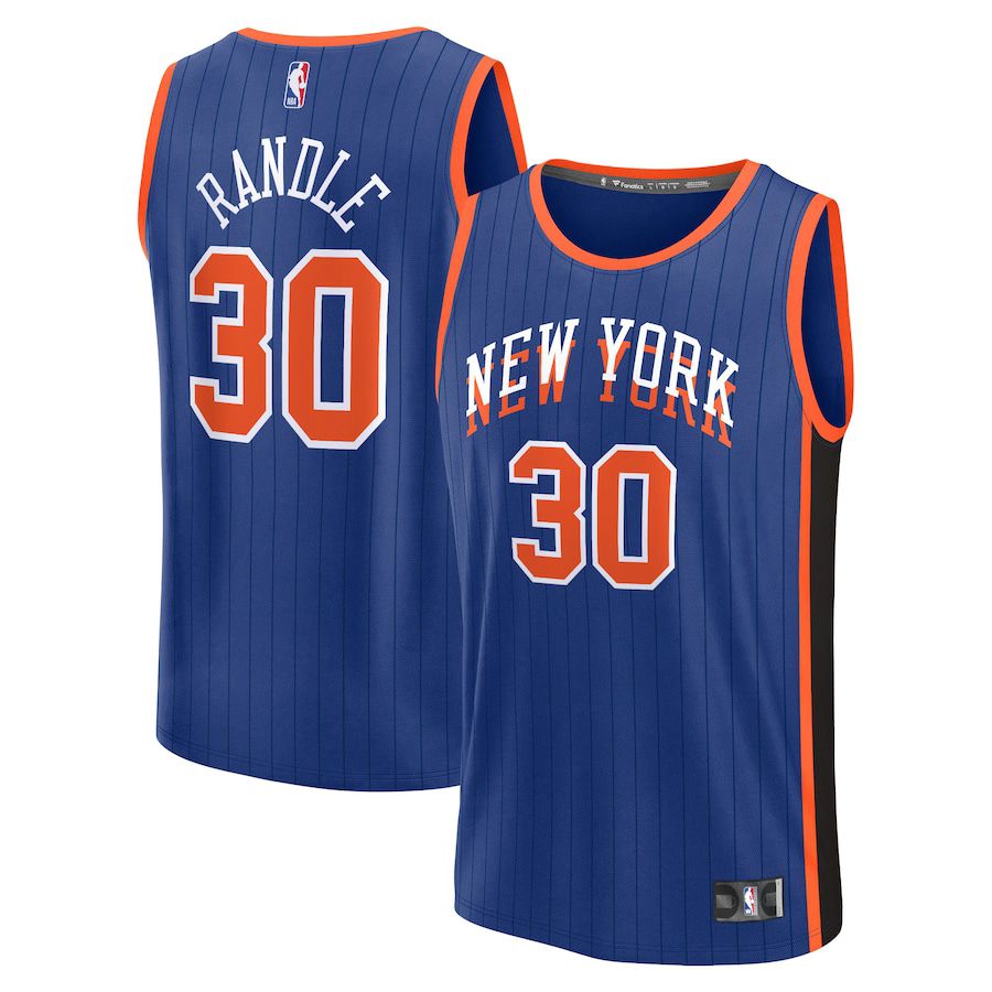 Men New York Knicks 30 Julius Randle Fanatics Branded Blue City Edition 2023-24 Fast Break NBA Jersey